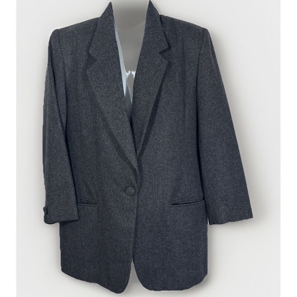 VTG Miss Pendleton 100% Virgin Wool Blazer Sz L Gray Equestrian